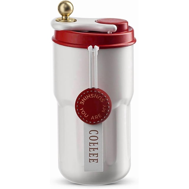 Stainless Steel Vacuum Insulated Travel Mug With Smart Display - 420ml, Red | Double Walled Coffee Cup With Leakproof Lid - Reusable For Hot Cold Coffee | Thermal Mug With Non Slip Protective Cover