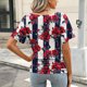 thumbnail image 4 of Puntoco Blusas cortas de liquidación para mujer, blusa informal de manga corta con cuello en V y estampado para mujer, 4 of 5