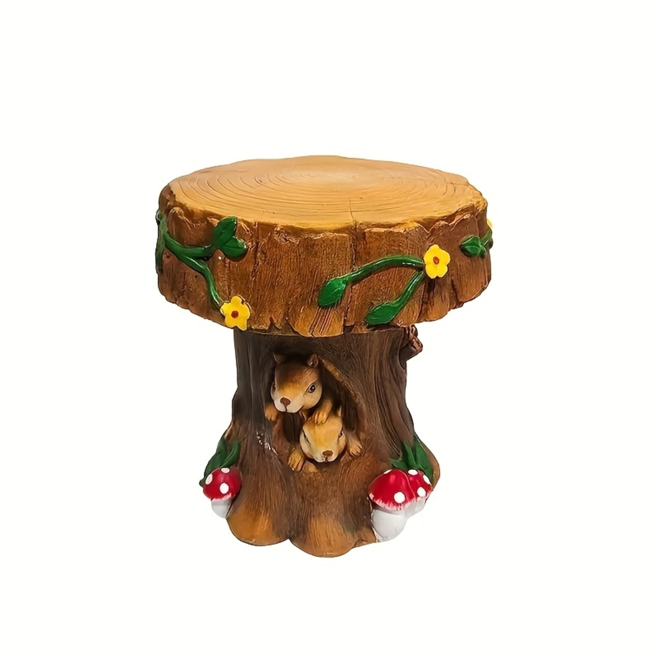 Noble House Squirrel Garden Stool, Fairy Forest Base Decor, Outdoor Creative Figurine Seat for Patio, Garden, Brown