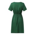 thumbnail image 7 of Summer Saving Wycnly Womens Dresses Casual Solid Elastic Waist Swing Button A Line Shirt Short Sundress Summer Plain V-Neck Short Sleeve Formal Mini Dress Green XXXXL, 7 of 7