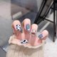 thumbnail image 2 of Prensa cuadrada mediana en las uñas Puntas de uñas postizas de vaca 3d Uñas lindas de cobertura completa Uñas artificiales brillantes para mujeres y niñas,11 Feliz Sencillez, 2 of 5