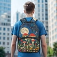 thumbnail image 3 of KUIFORTI Mushroom Moon Print Kids Backpack 17 Inch Large Capacity School Bag with Side Pockets for Elementary Primary Middle Back to School Essentials Gifts, 3 of 7