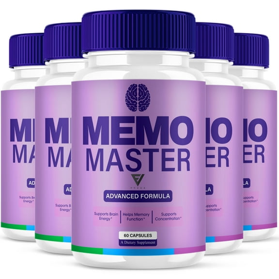 (5 Pack) Memo Master Premium Memory Support Supplement MemoMaster Pills, Memo Master Multivitamin Supplement (300 Capsules)