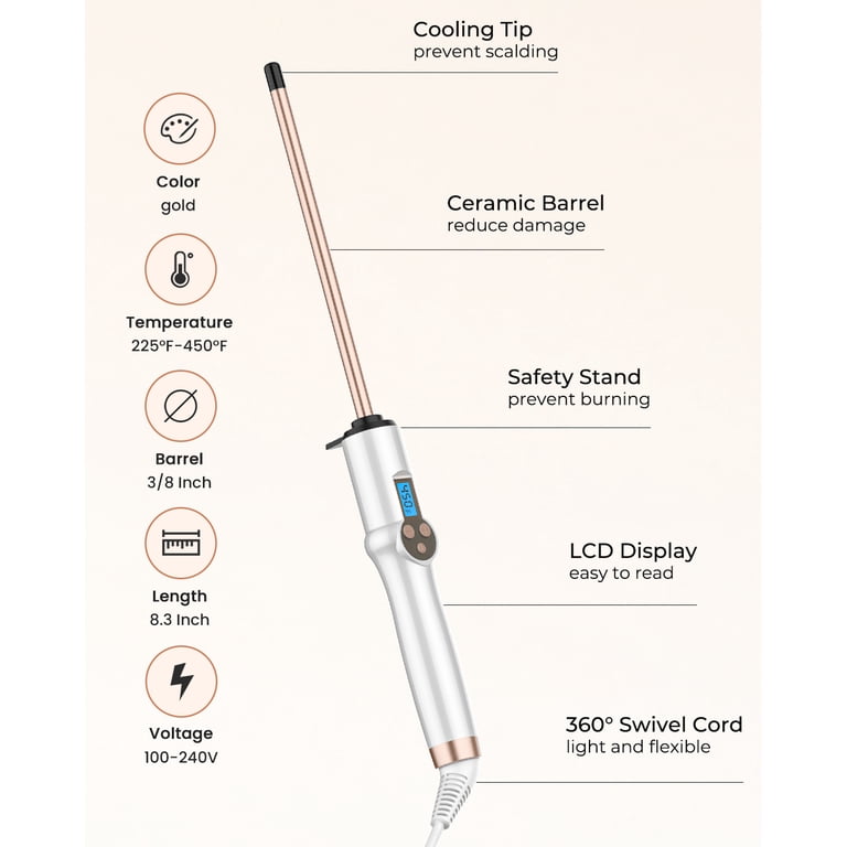 Hoson Small Curling Wand 3/8 Inch, Ceramic Barrel photo 5