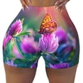 thumbnail image 2 of Fotbe Wild flowers of clover and butterfly Seamless Shorts, Womens Workout Shorts High Waist Stretch Booty Short for Gym/Yoga/Running/Biking-XX-Large-Large, 2 of 8
