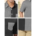 thumbnail image 5 of Lars Amadeus Men's Shirts Short Sleeve Summer Cotton Patchwork Button Down Shirts S Black White, 5 of 5