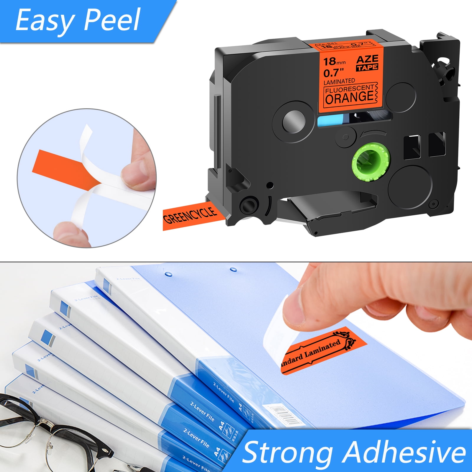 GREENCYCLE 10PK Compatible for Brother Black on Fluorescent Orange 18mm 8m TZ TZe TZe-B41 TZ-B41 TZeB41 TZB41 Laminated Label Tape use in PT-P700 PT-P750W PT-D600 PT-D400 Label Maker
