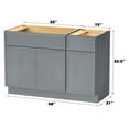 thumbnail image 2 of 48" Freestanding Bathroom Vanity Cabinet without Top in Smoky Gray, 2 of 6