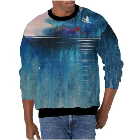 

Mens 3D Digital Printed Sweatshirts Graphic Long Sleeve Novelty Pattern Round Neck Sports Sweatshirt Pullovers Fashion Lightweight Casual Sweatshirt