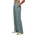 thumbnail image 5 of SAWOBUUN Women Wide Leg Pants High Waisted Front Button Straight Leg Dress Pants Pleated Work Slacks for Office Business Casual, 5 of 6