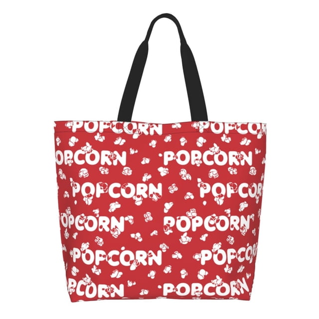 Fotbe Popcorn2 Bolsa Tote Estética de Lona con Estampado para Mujer - Bolsa Reutilizable de Hombro Casual para Vacaciones, Compras, Trabajo y Gimnasio