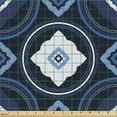 thumbnail image 2 of Ambesonne Ethnic Fabric by the Yard Upholstery, Mosaic Flowers Boho Folk, 3 Yards, Indigo Navy Blue and White, 2 of 5
