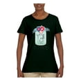 thumbnail image 2 of Y'all Is Not Word It's A Word Southern Artsy Jar with Flowers Pop Culture Womens Graphic T-Shirt, Forest Green, X-Large, 2 of 3