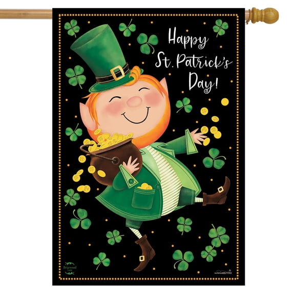 Briarwood Lane Lucky Gold Leprechaun St. Patrick's Day House Flag
