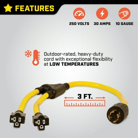 Champion Power Equipment 3-Foot 30-Amp 125/250-Volt Generator Y-Adapter