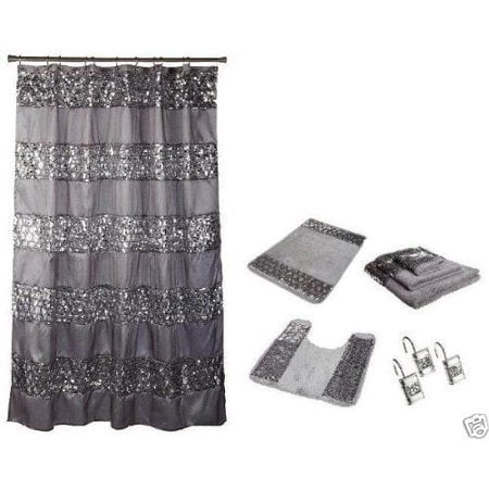 Popular Bath Sinatra Silver Collection Bathroom Shower Curtain Hooks 