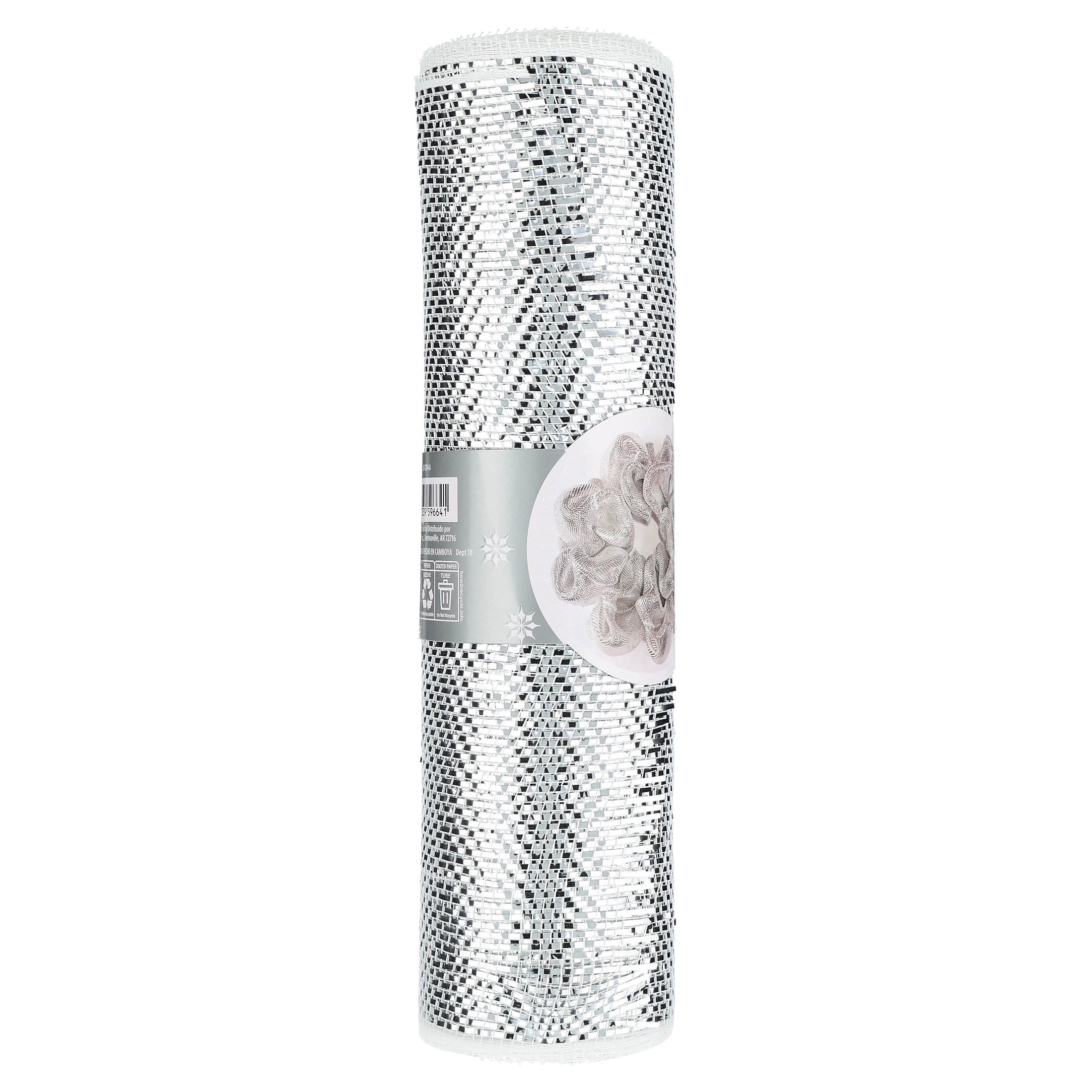 Silver Mesh Christmas Ribbon, 10.5" x 15', by Holiday Time