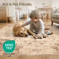 thumbnail image 4 of ODIKA 3'x5' Washable Throw Rug Tan with Vintage Medallion Floral Scrollwork and Distressed Boho Motifs for Entryway, Kitchen, Mudroom, Stain Resistant, Low Profile, Non-Slip, 4 of 7