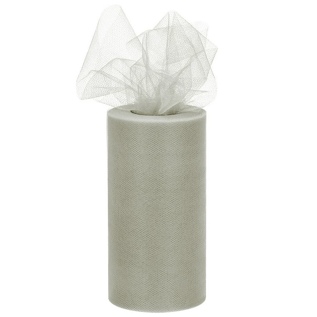 Unique Bargains 6 inch 50 Yards Tulle Ribbon Rolls Pastel Netting Fabric for Gift Wrapping Christmas Wedding, Grey