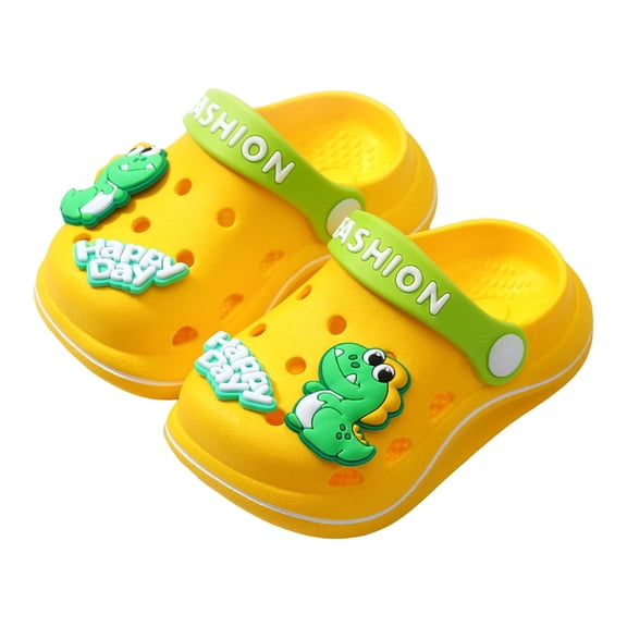 YDFCWXW Toddler Shoes Little Kid Clogs Slide Sandals for 1-5.5 Years Kids Unisex Girls Shoes and Boys Shoes Garden Shoes Cartoon Slides Slip-Resistance Sandals Beach Slippers (Yellow, 4.5-5 Years)
