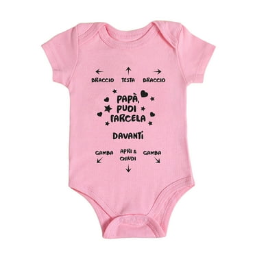 FAOWME Boys Girls Short Sleeve Letter Prints Bodysuit Onesie One-Piece Pink 6-9 Months