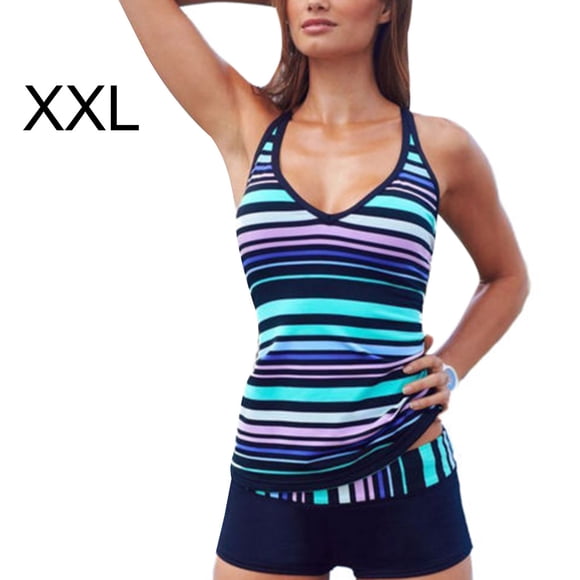 Maoww Women Swimsuit Sexy Padded Bra Bathing Suit Split Swimwear Top Shorts, XXL