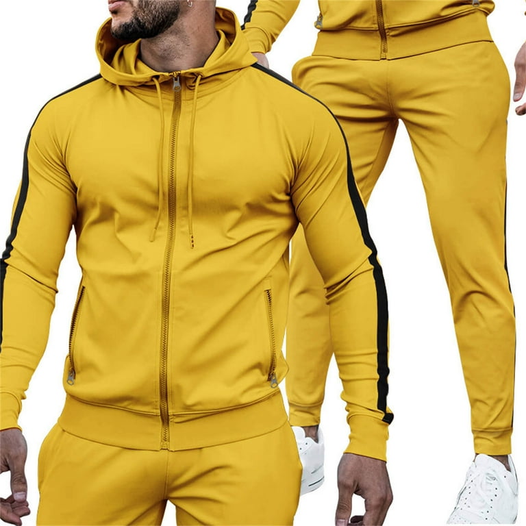 Buy Wholesale Men's 2 Piece Full Zip Track Suit with Reflective Design in  Banana Yellow: Sold in Bulk