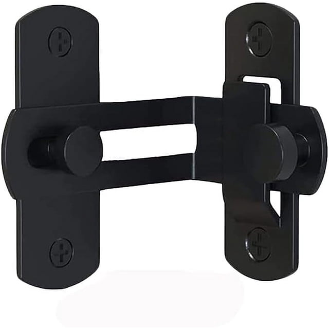 Pestillo de puerta de 90 grados Cerradura de puerta corredera Hebillas de pestillo de puerta corredera de ángulo recto Cerraduras y pestillos de puerta de Granero Negro
