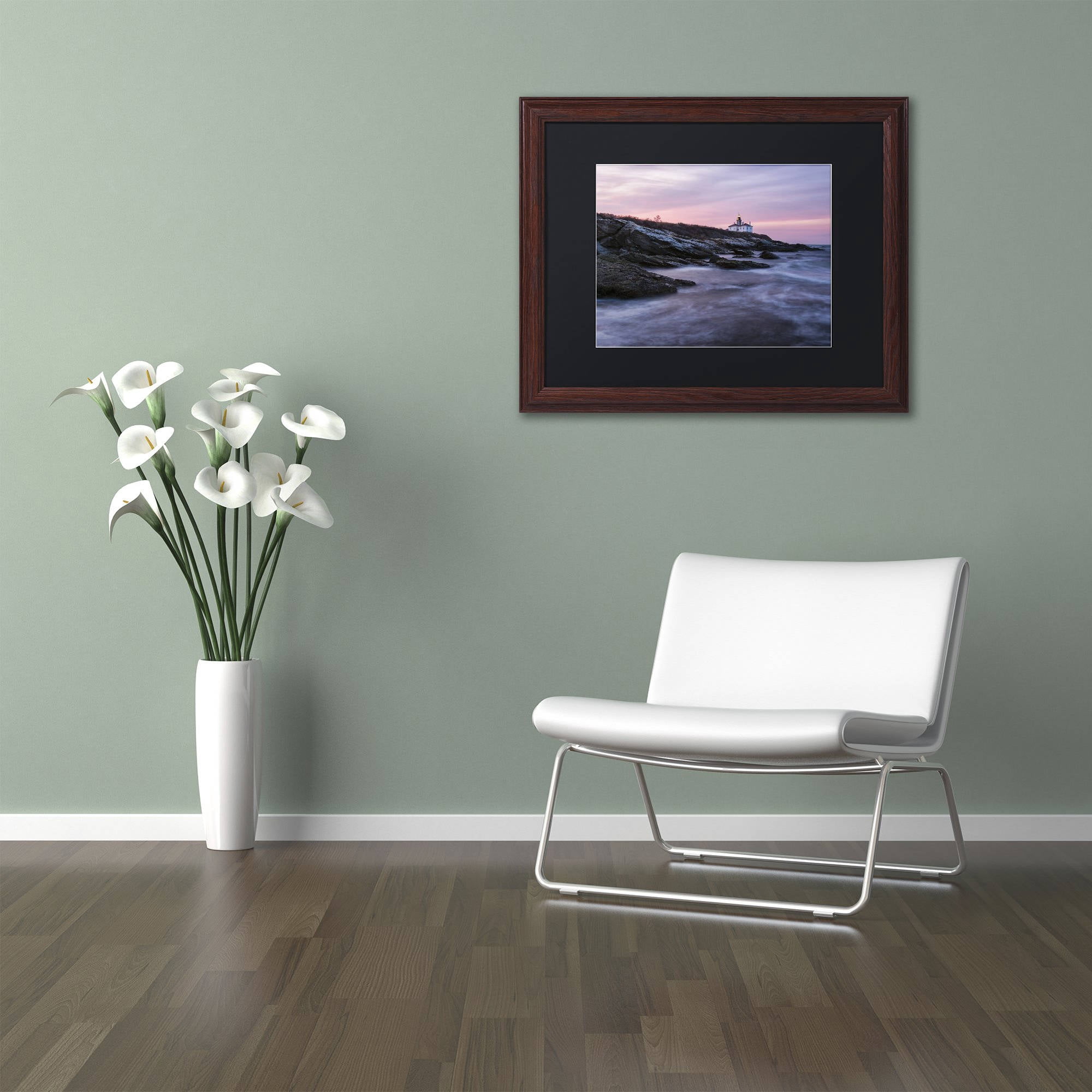 Trademark Fine Art "Dawn at Beavertail" Canvas Art by Michael Blanchette Photography Black Matte, Wood Frame