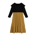 thumbnail image 3 of Abcomgle Girls Maxi Dresses Size 14-16 Casual Patchwork Ruffle Long Sleeve Maxi Dress Plaid Crew Neck Sundresses Basic Tiered Dresses with Pockets,9-10 Years Yellow, 3 of 3