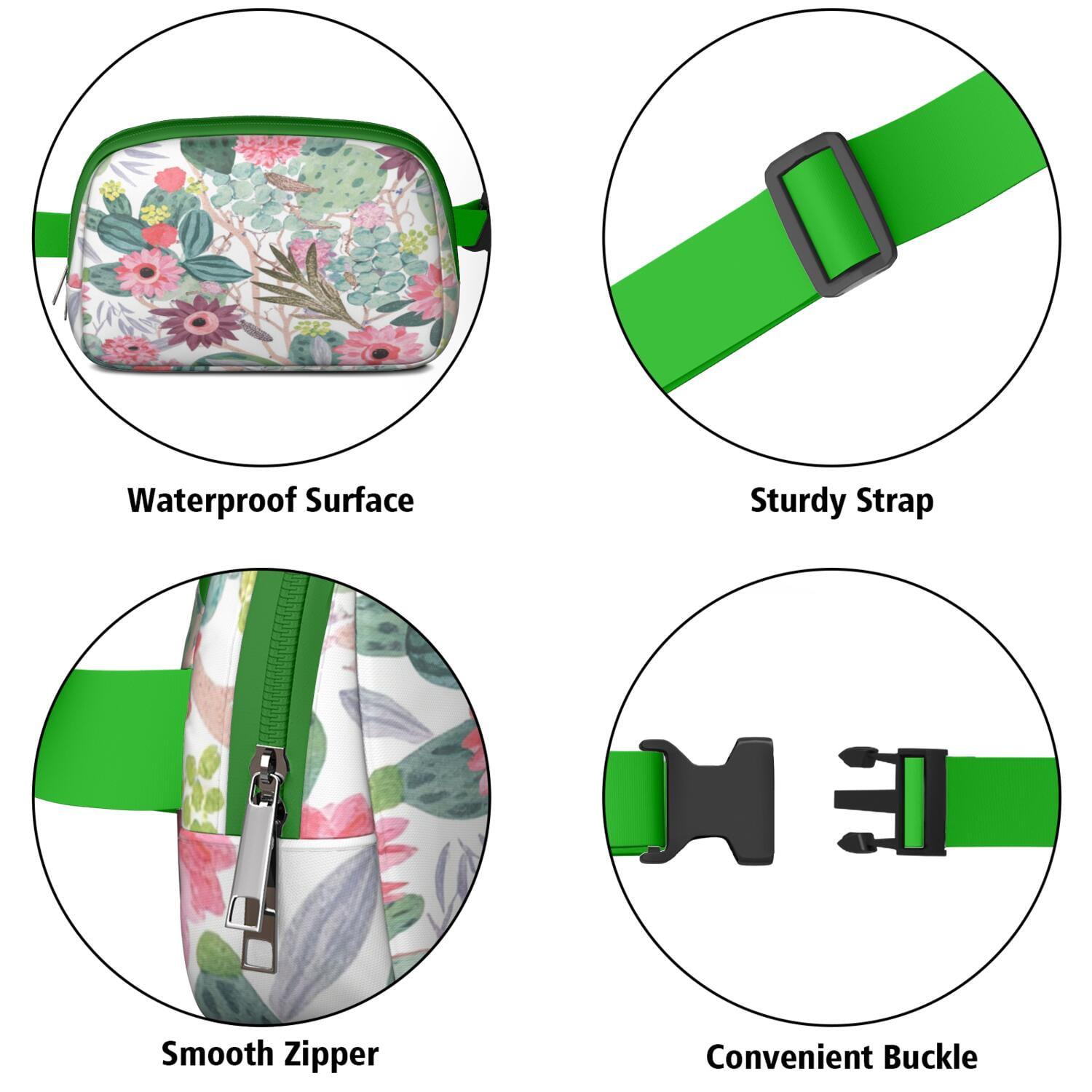 Crossbody Belt Bag Cactus Fashion Belt Bag Small Cross Body Bags for Women Casual Waist Packs with Adjustable Strap Waterproof Belt Bag for Workout Running Travelling