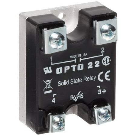 Opto 22 240D10-17 DC Control Solid State Relay, 240 VAC, 10 Amp, 4000 V Optical Isolation, 1/2 Cycle Maximum Turn-On/Off Time, 25 - 65 Hz Operating