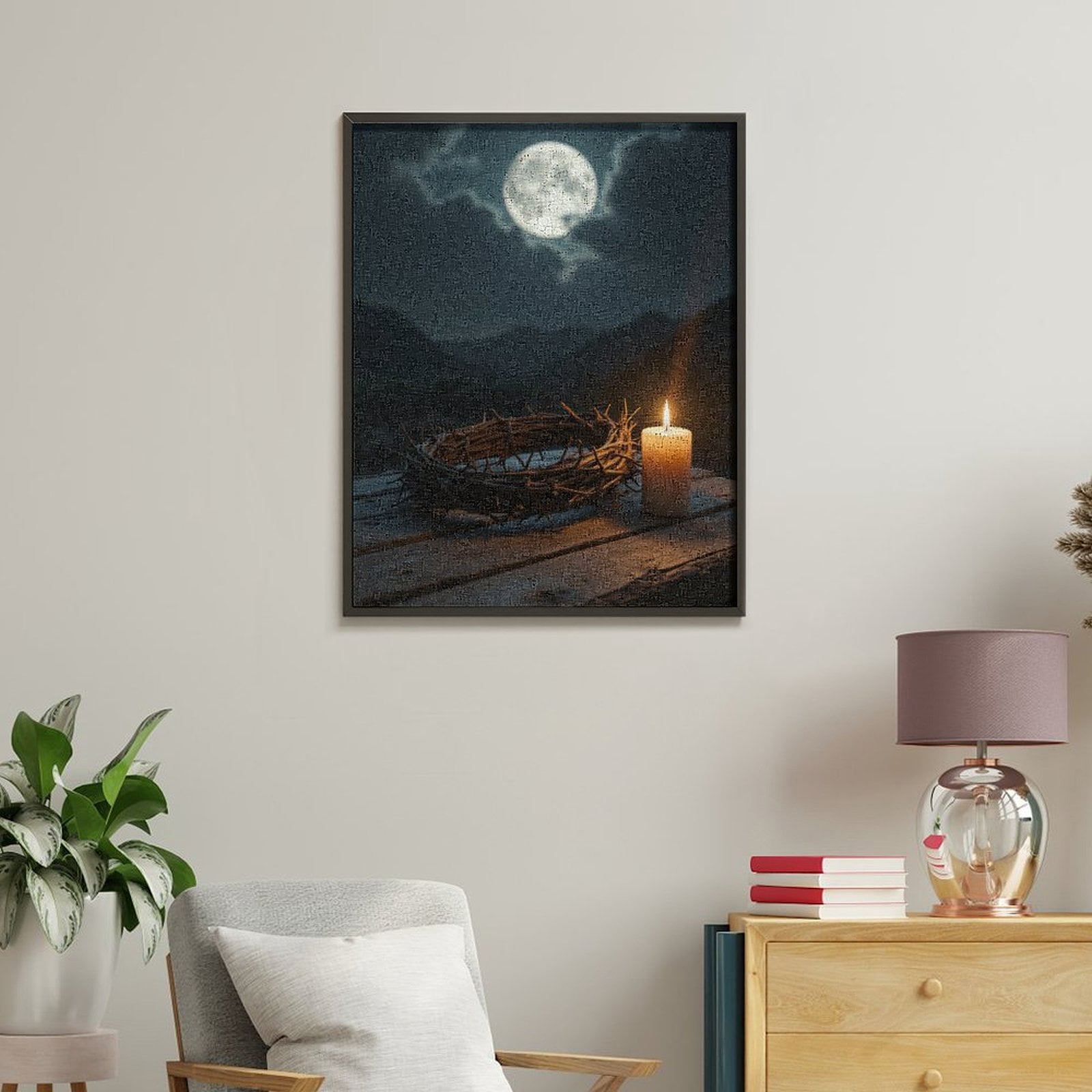 Paint By Numbers Kit for Adults Beginner - Moonlit Night Candle Thorns DIY Canvas Painting Kits for Adults, Frameless Paint By Number for Adults for Home Wall Decor 16x20 Inch
