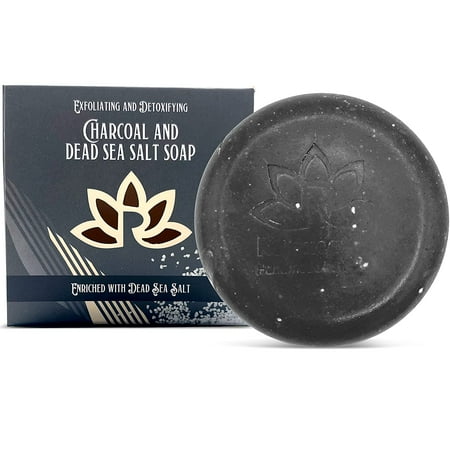 Organic Black Charcoal Soap Bar with Dead Sea Salt and Charcoal Powder Natural Cold Process Soap Exfoliating and Detoxifying Handmade in USA by Relaxcation