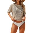 thumbnail image 2 of Women's Summer Short Sleeve Crochet Tops Hollow Out Floral Sweaters Beach Vacation Cruise Outfits Color S, 2 of 9