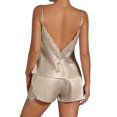 thumbnail image 5 of Women's Plus Size Pajama Set Short Strap Sleeveless Top & Shorts Solid Color Sexy Sleepwear Loungewear for Women Spring Summer Nightwear Champagne M, 5 of 5