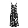 thumbnail image 4 of Women's Long Beach Dresses Spaghetti Straps Summer Sexy V Neck Camisole Maxi Dress - Vintage Floral Print A Line Flowy, 4 of 4