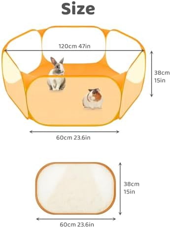 Small Animal Playpen, Pop-Up Portable Play Yard for Guinea Pigs, Rabbits, Hamsters, Hedgehogs, Foldable Exercise Fence with Breathable Mesh for Indoor Outdoor Use