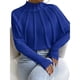 thumbnail image 2 of Suéteres de Punto con Mangas Murciélago y Cuello Alto para Mujer. Azul L, 2 of 7
