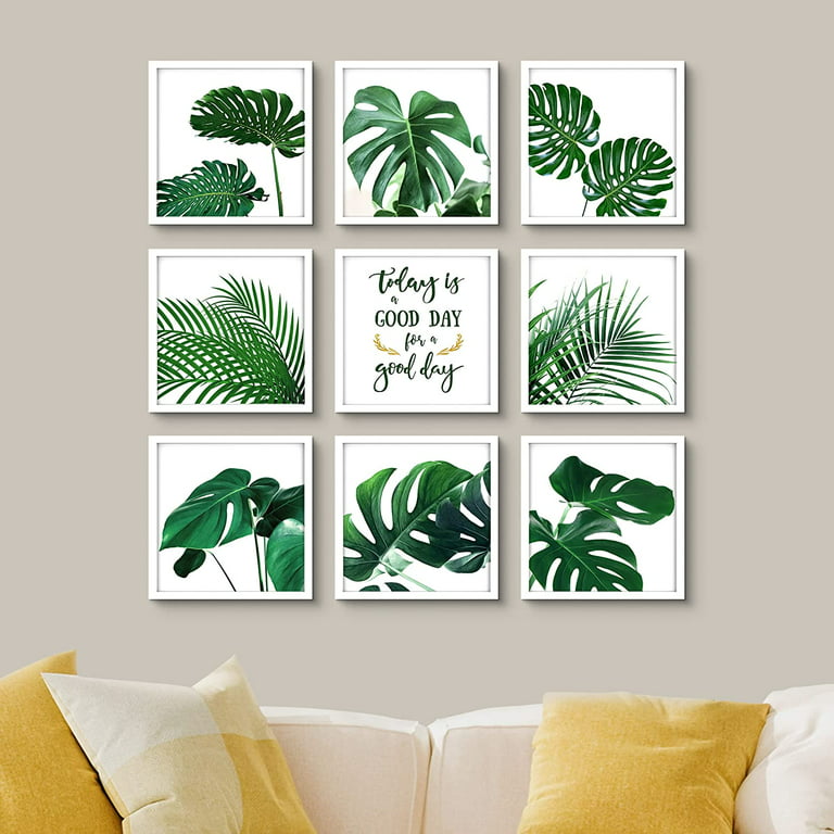 Jungle Green Watercolor Monstera Tropical Jungle Leaves Vinyl Wall