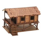 MERIGLARE Wooden Model Kits House DIY Wooden House Assemble Unassembly 1/72 Models House DIY Projects Accessory Micro Landscapes Decor G