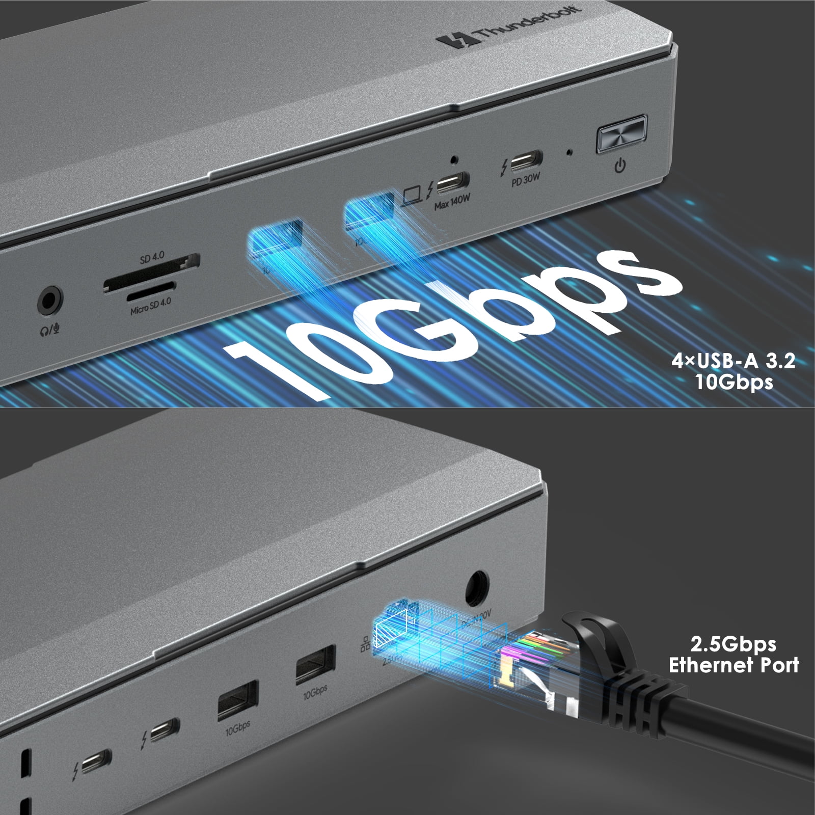 WAVLINK 12-in-1 Laptop Docking Station with 140W Charging, Triple 4K/Dual 8K Display USB Hub Thunderbolt 5 Dock with TB5 Ports, 2.5G Ethernet, USB-A 10Gbps for TB5/4 Laptops