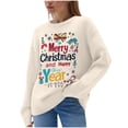 thumbnail image 3 of Danhjin Christmas Sweater Tops for Women Funny Print Oversized Crew Neck Long Sleeve Fall Winter Pullover Tunic Cute Shirts Fashion Comfy Soft Cozy Loungewear Outdoor Knitwear Blouses, 3 of 10