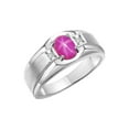thumbnail image 4 of RYLOS Men's Rings 14K White Gold Classic 7X5MM Oval Gemstone & Diamond Ring Star Ruby July Birthstone Rings For Men, Gold Rings Size 8, 4 of 8