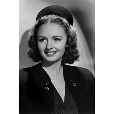 Donna V-neck - Donna Reed radiant smile in dark outfit v neck with hat 24x36 Poster