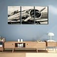 thumbnail image 4 of Large 3 Piece Canvas Wall Art Airplane Pictures Black and White Aircraft Art Painting Modern Home Decor Print for Home Living Room Dining Room Office Stretched and Framed Ready to Hang 60"Wx28"H, 4 of 5