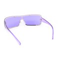thumbnail image 4 of Classic 90s Curved Wrap Rimless Shield Italian Style Metal Rim Sunglasses Purple, 4 of 4