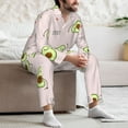 thumbnail image 7 of Naloa Avocado Doing Sport Yoga Men’s Pajamas Set - Long Sleeve Button Down Sleep Shirt and Pajama Bottoms Sleepwear Set-Medium, 7 of 7