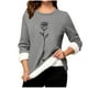 thumbnail image 2 of Heisall Womens Base Layer Shirts Autumn Winter Floral Print Round Neck Long Sleeve Thickened Fleece Teddy Shearling Warm Fitted Thermal Tops for Daily Cold Weather Wear, 2 of 3