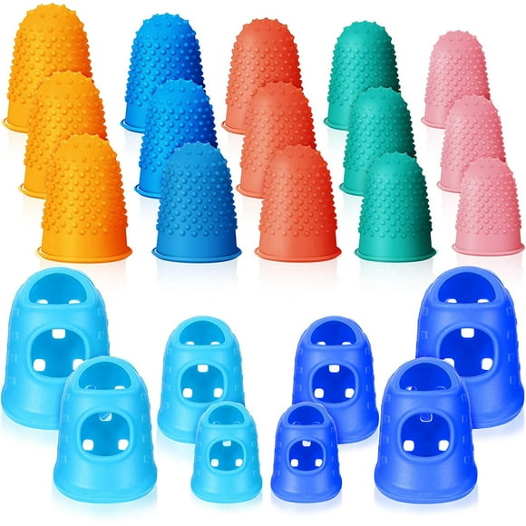 36 Pieces Rubber Fingers Tips Reusable Finger Cover for Currency Counting with Fingertip Protector for Guitar Typewriters Rubber Finger Guard, Multi-Colors